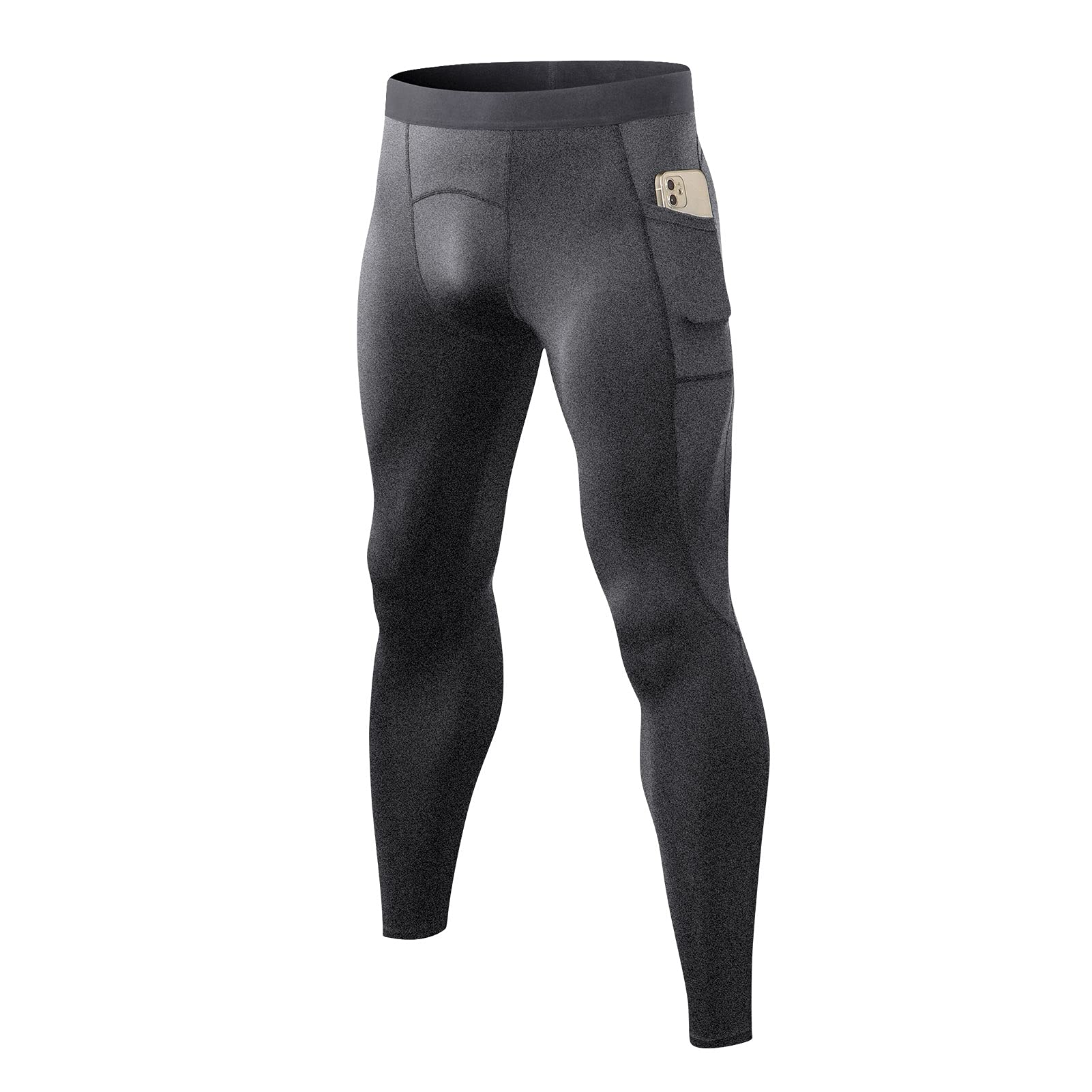 aixing Men Sports Pants Elastic Waist Side Pockets -Wicking Stretchy Tights Running Weightlifting Athletic Leggings-picture-49