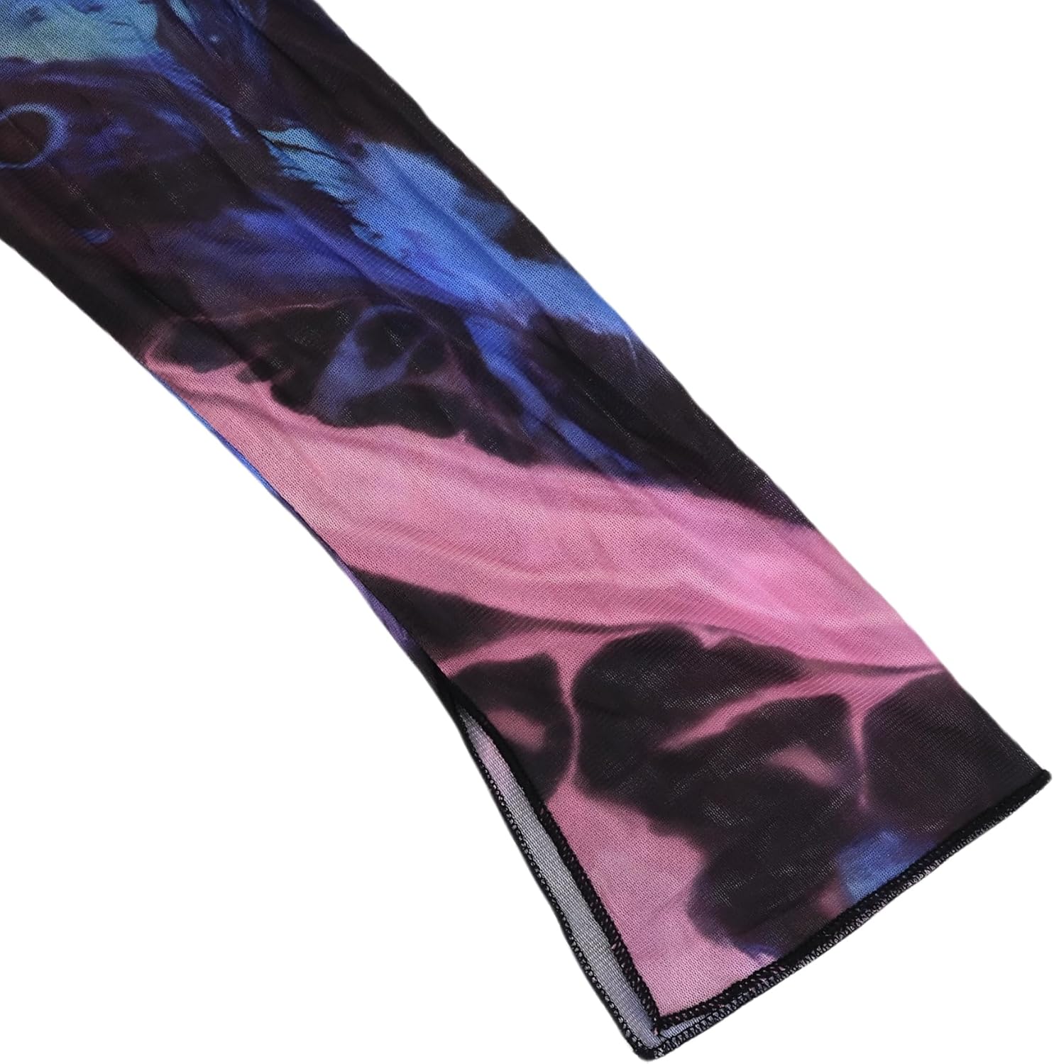 Sexy Mini Sheer Dress for Women Printed High Slit Short Dress Coverup Long Sleeves Lettuce Mock Turtleneck - Image 5