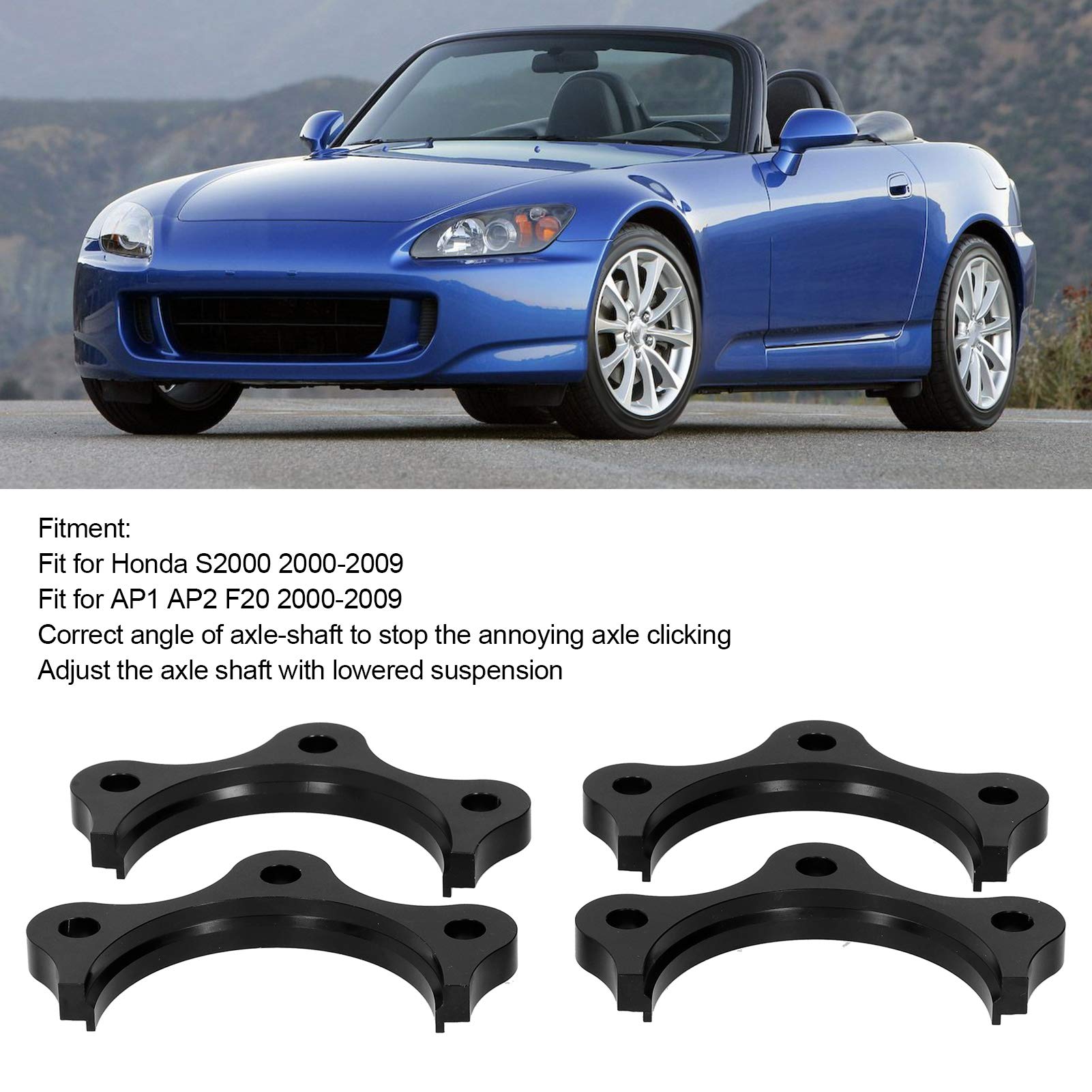Black Axle Spacers Kit Professional Aluminium Alloy Fit for S2000///F20 Car (Black)
