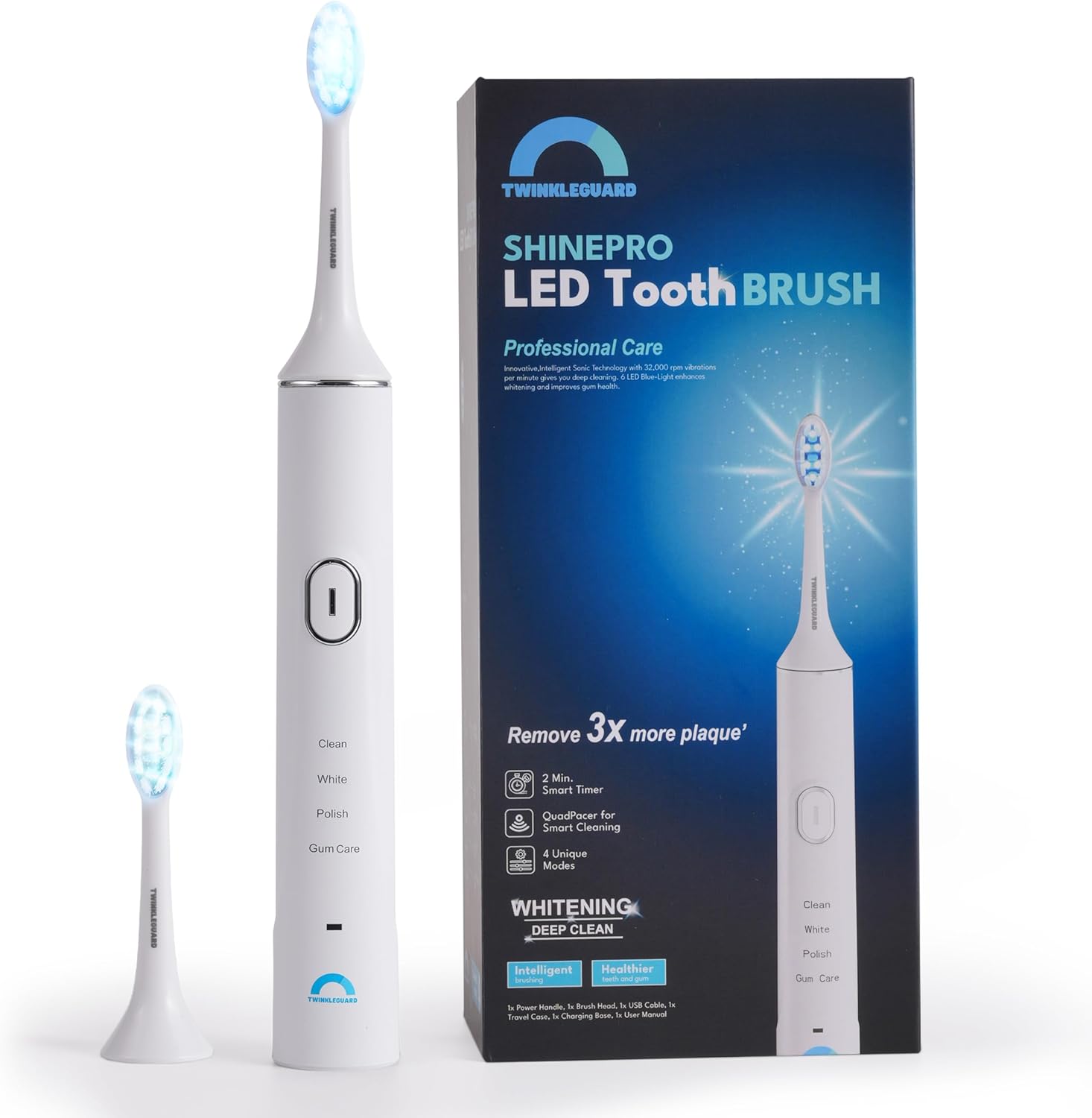 Shine Pro LED Electric Toothbrush - Advanced Whitening, Teeth Polishing & Gum Health Care