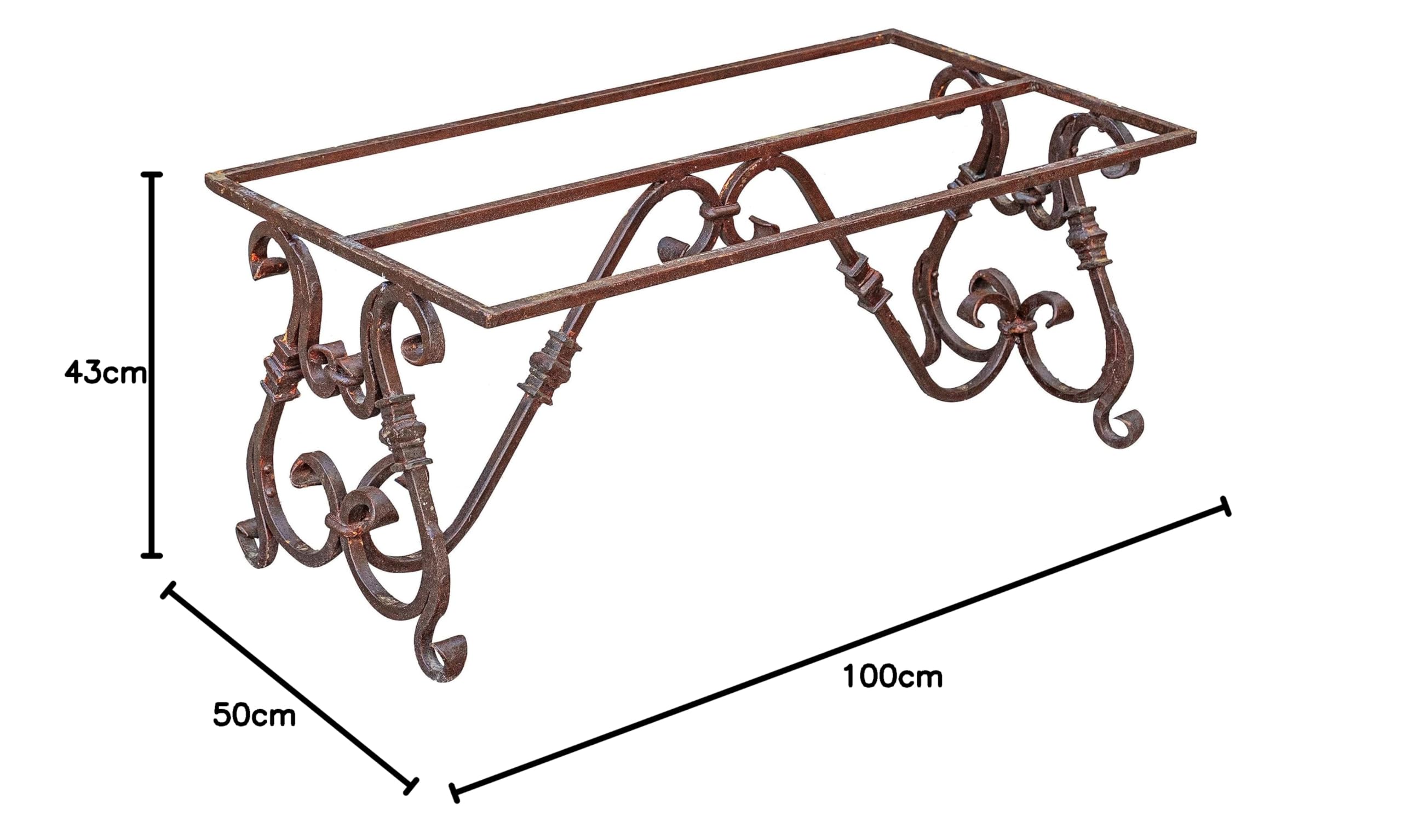Biscottini Base para mesa de hierro, mesa de hierro forjado jardín, patas de mesa de hierro forjado forjado a mano