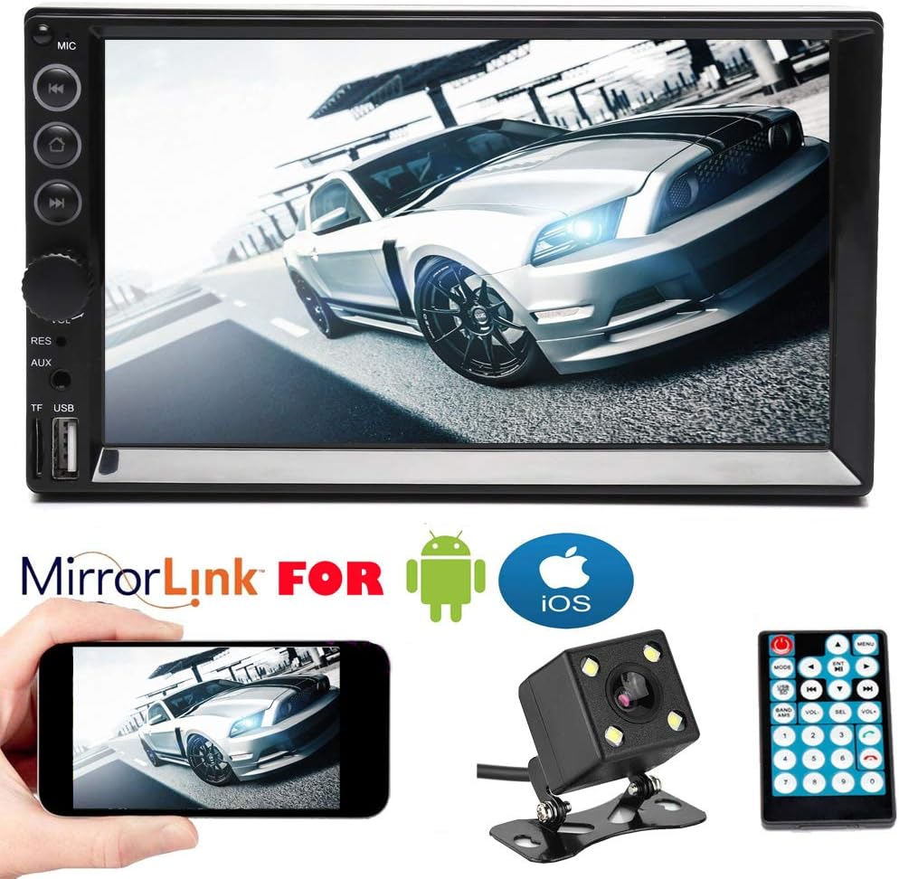7inch Double Din Stereo for Ford Edge Expedition Explorer Flex Focus Fusion Mustang 2010-2013 Radio FM TouchScreen 1080P Video MP3 Player Bluetooth and Mirror Link with Backup Camera