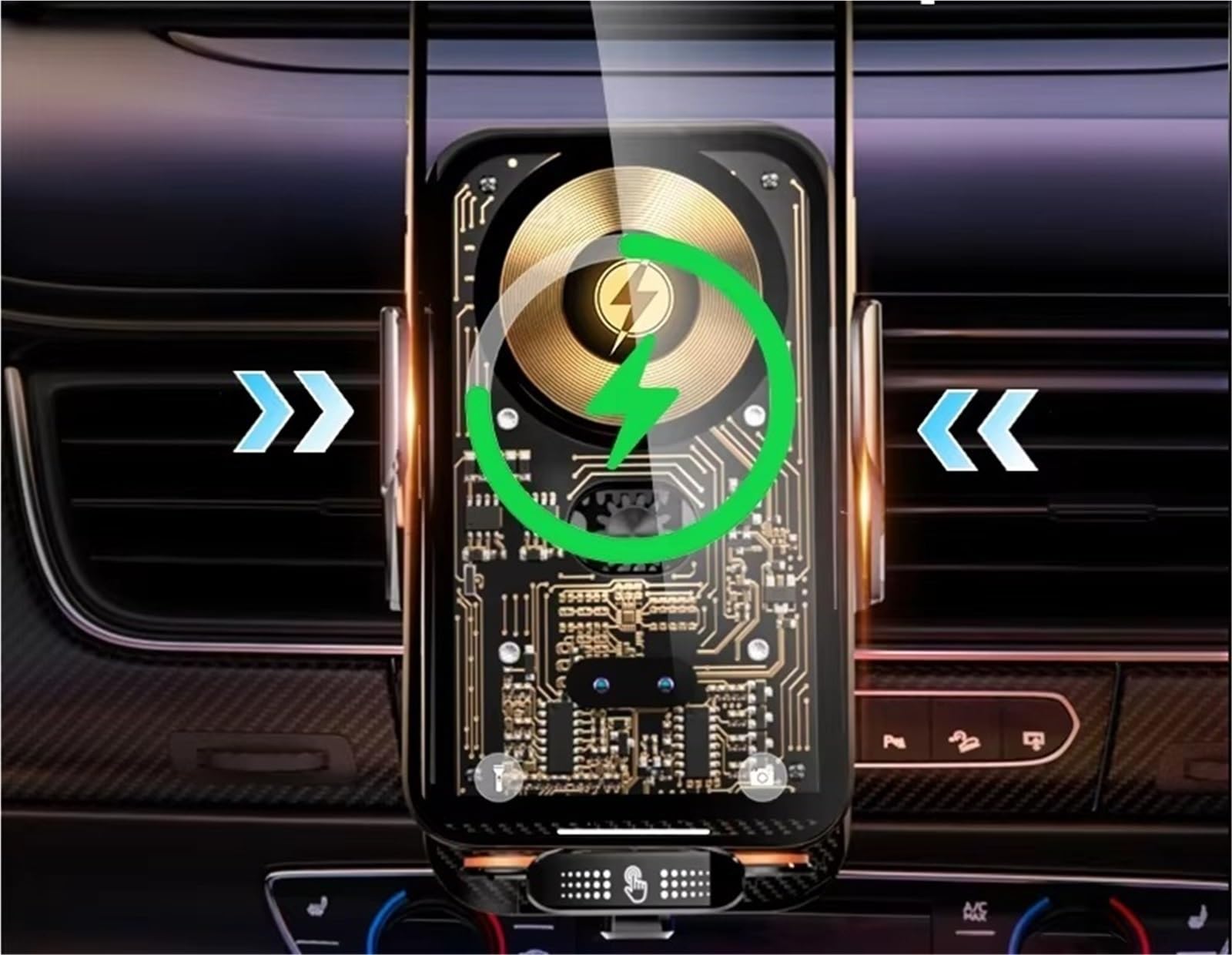 Per Samsung Universale Auto Telefono Supporto 66w Caricabatterie Wireless Cellulare Auto Telefono Culla Intelligente Infrarosso Aria Sfiato Clip Porta Cellulare Auto
