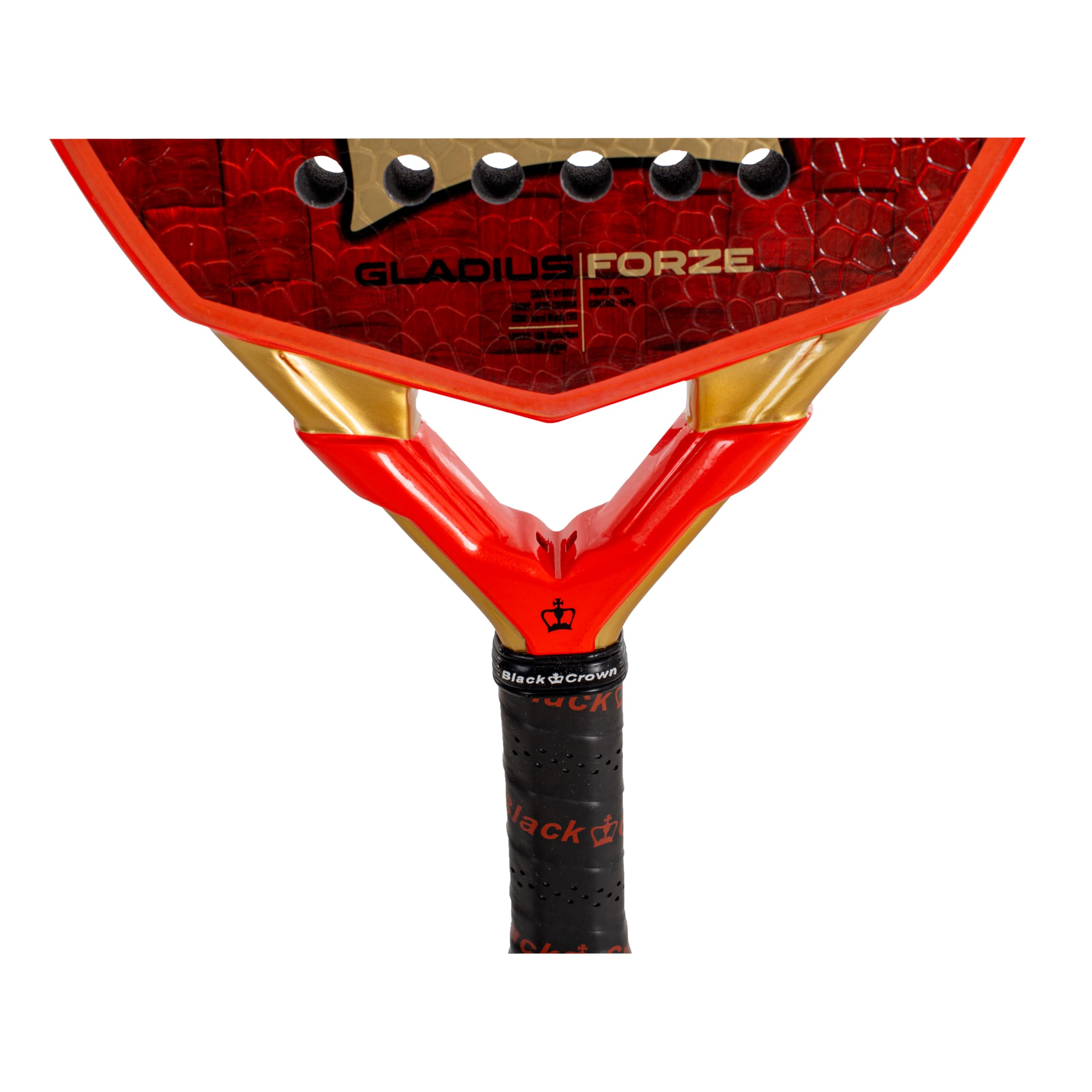 Black Crown - Pala de Pádel Gladius Force - 18K Alucarbono + 3K Carbono - Goma Hard EVA Black - Forma híbrida - Potencia 60% y Control 40% - Jugadores intermedios y avanzados - Peso 355-370g