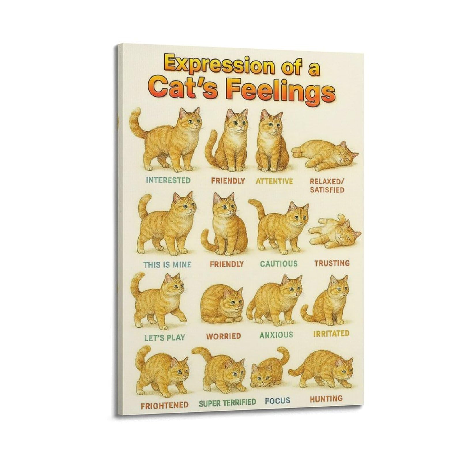 ESTE Cat Science Poster Cats Feelings Artwork Decorative Painting Canvas Modern Art Picture 24x36inch(60x90cm)