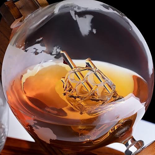 Miniatura 4 de Glolaurge - Decantador de whisky con 2 vasos de globo, juego de decantador de whisky para hombre, regalo de cumpleaños de aniversario para él,