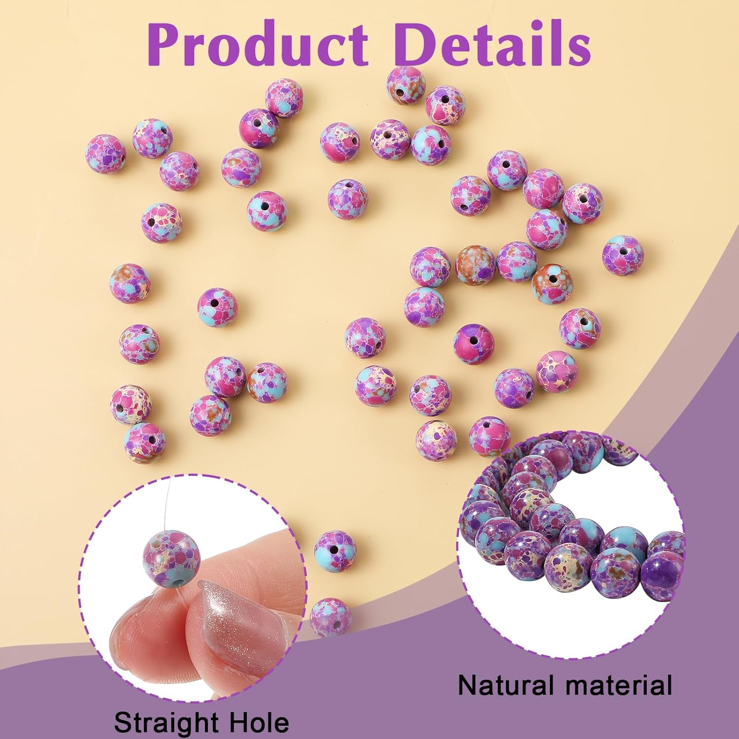 YQQYG 50 Pcs 8mm Gemstone Beads, Stone Beads for Jewelry Making for Jewelry Making DIY Colorful Round Stone Bead - Image 3