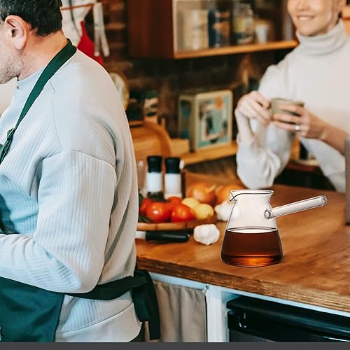 Miniatura 4 de Zerodeko Classics - Cafetera turca de vidrio de borosilicato, tetera Jazzva Cezve Briki resistente al calor, calentador de leche para chocolate