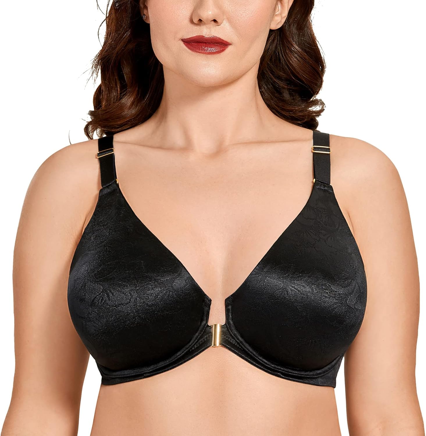 AISILIN Women's Front Closure Full Coverage Minimizer Underwire Plus Size Unlined Bra