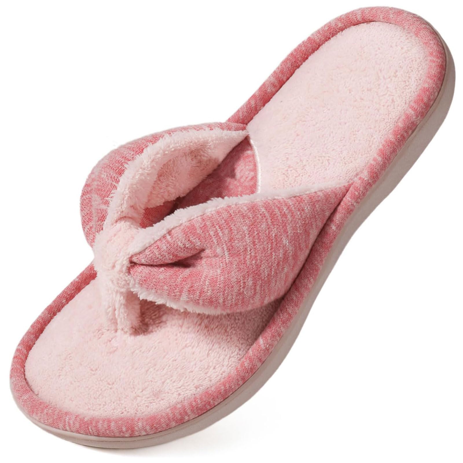 Wishcotton Women's Memory Foam Spa Thong Flip Flops Cozy Indoor Slippers, Ladies Summer Lightweight Open Toe House Sandals