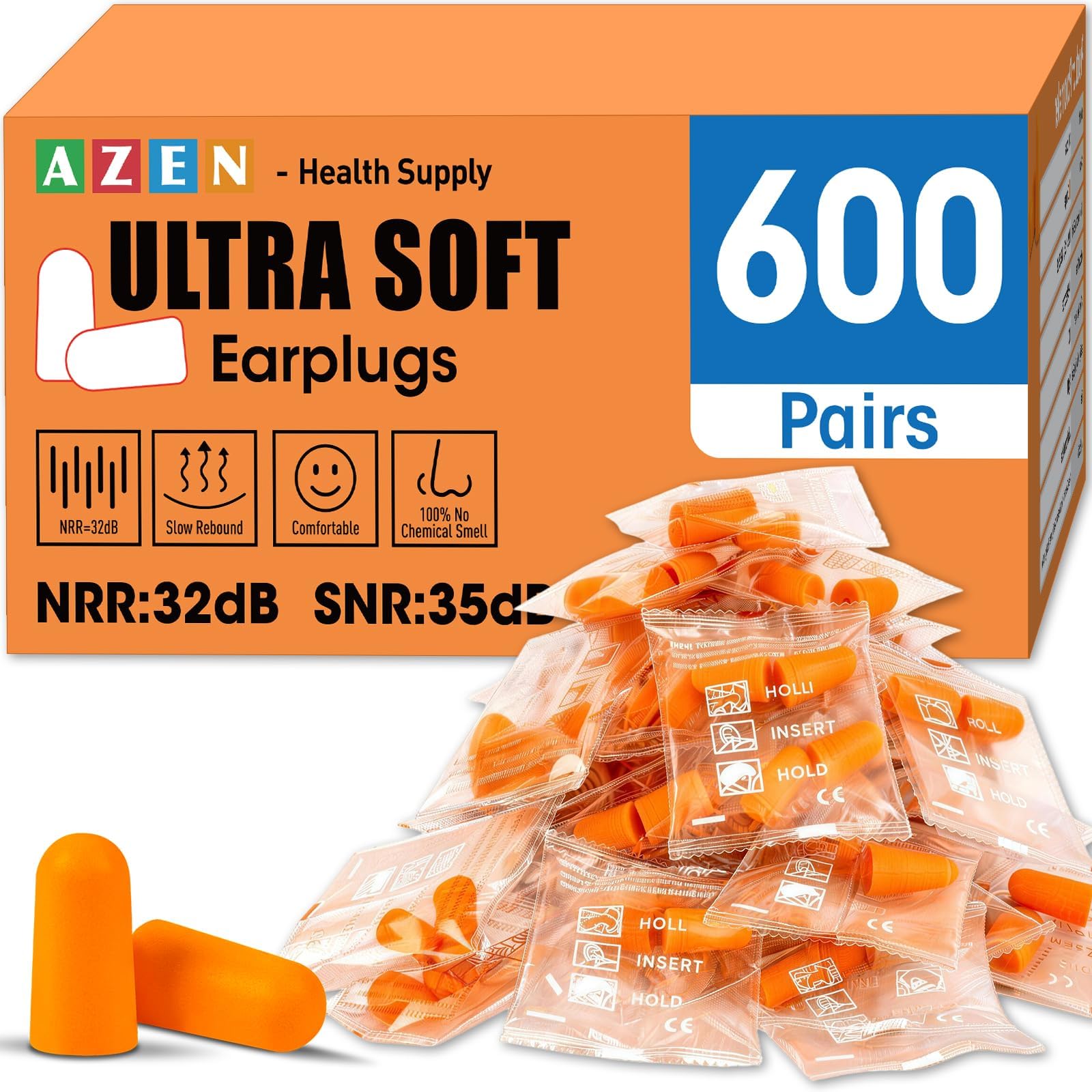 Bulk Earplugs - 100 Pairs NRR 32dB -10