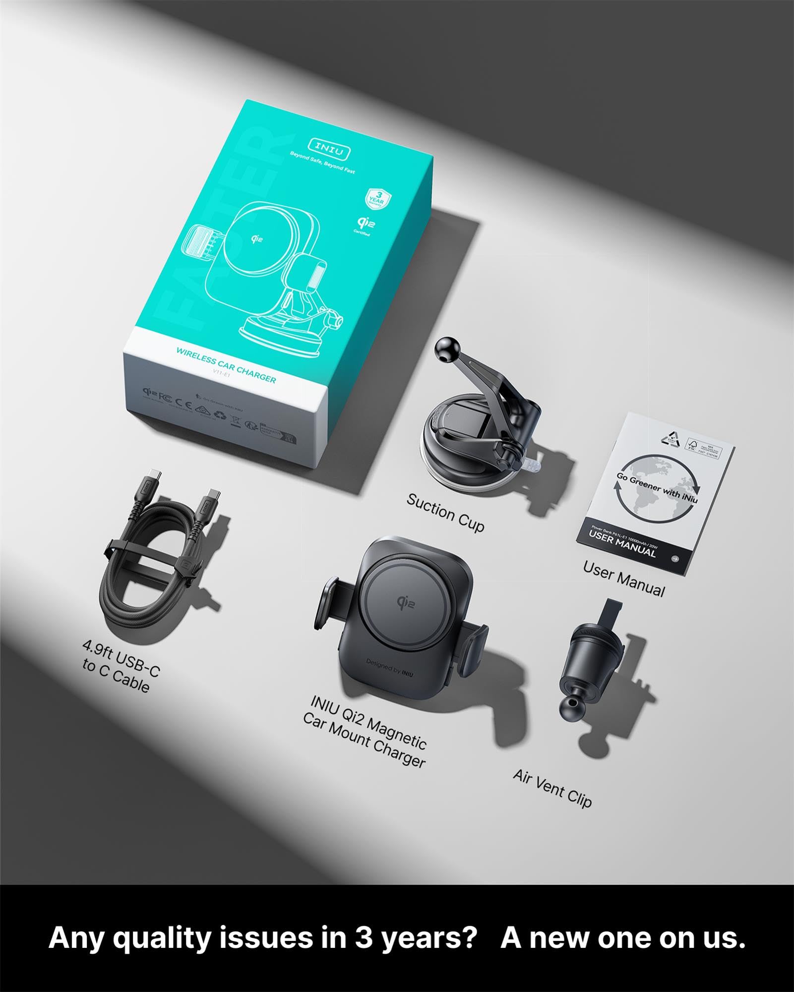 INIU Cargador inalámbrico para coche, certificado Qi2, soporte de teléfono para Magsafe, cargador magnético de carga rápida de 15 W para salpicadero, accesorios de coche, rejilla de ventilación para