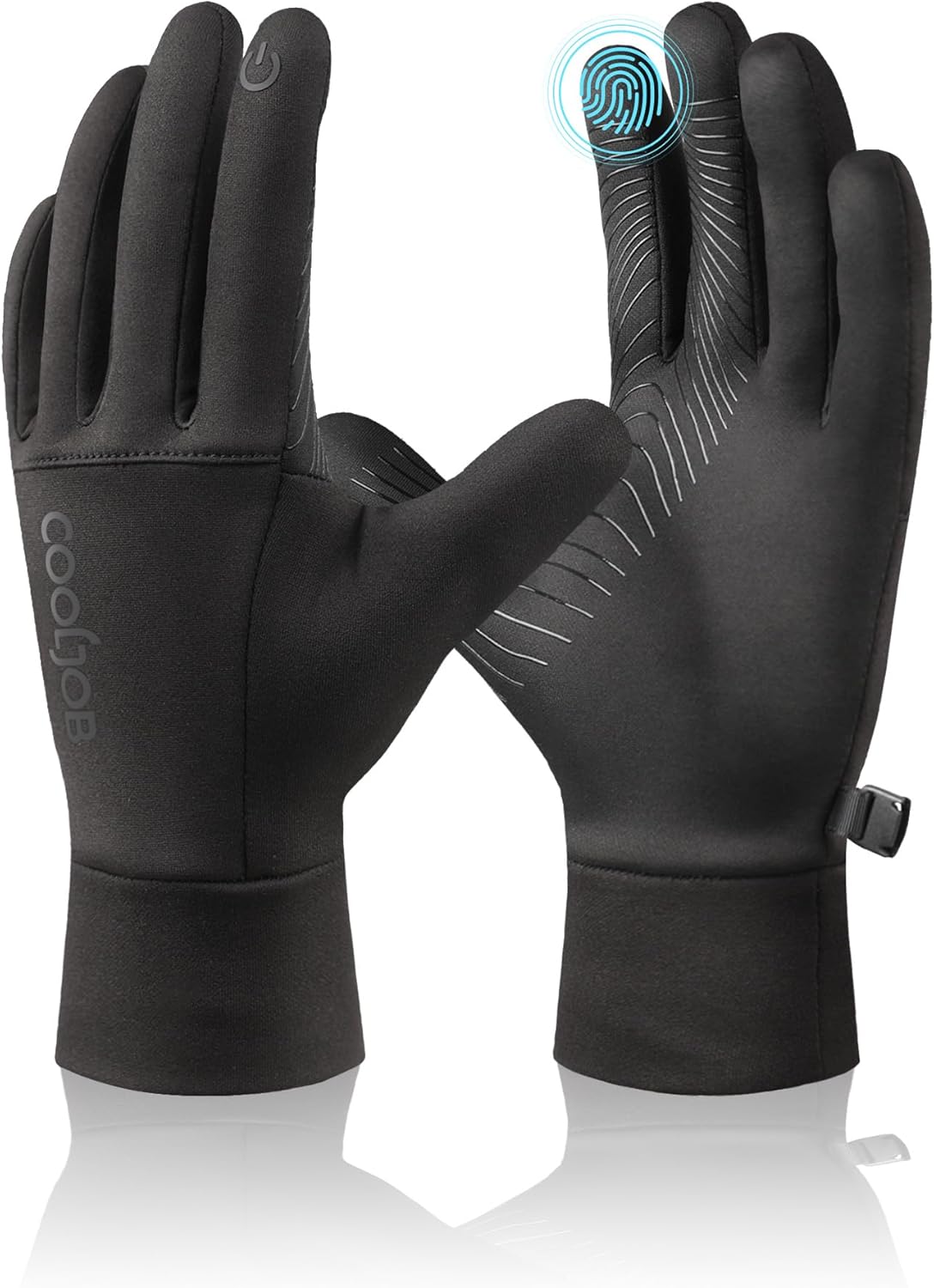 COOLJOB Thermal Touchscreen Winter Gloves for Men, Cold Weather Warm Fleece Gloves for Dog Walking, Driving, Typing, Texting