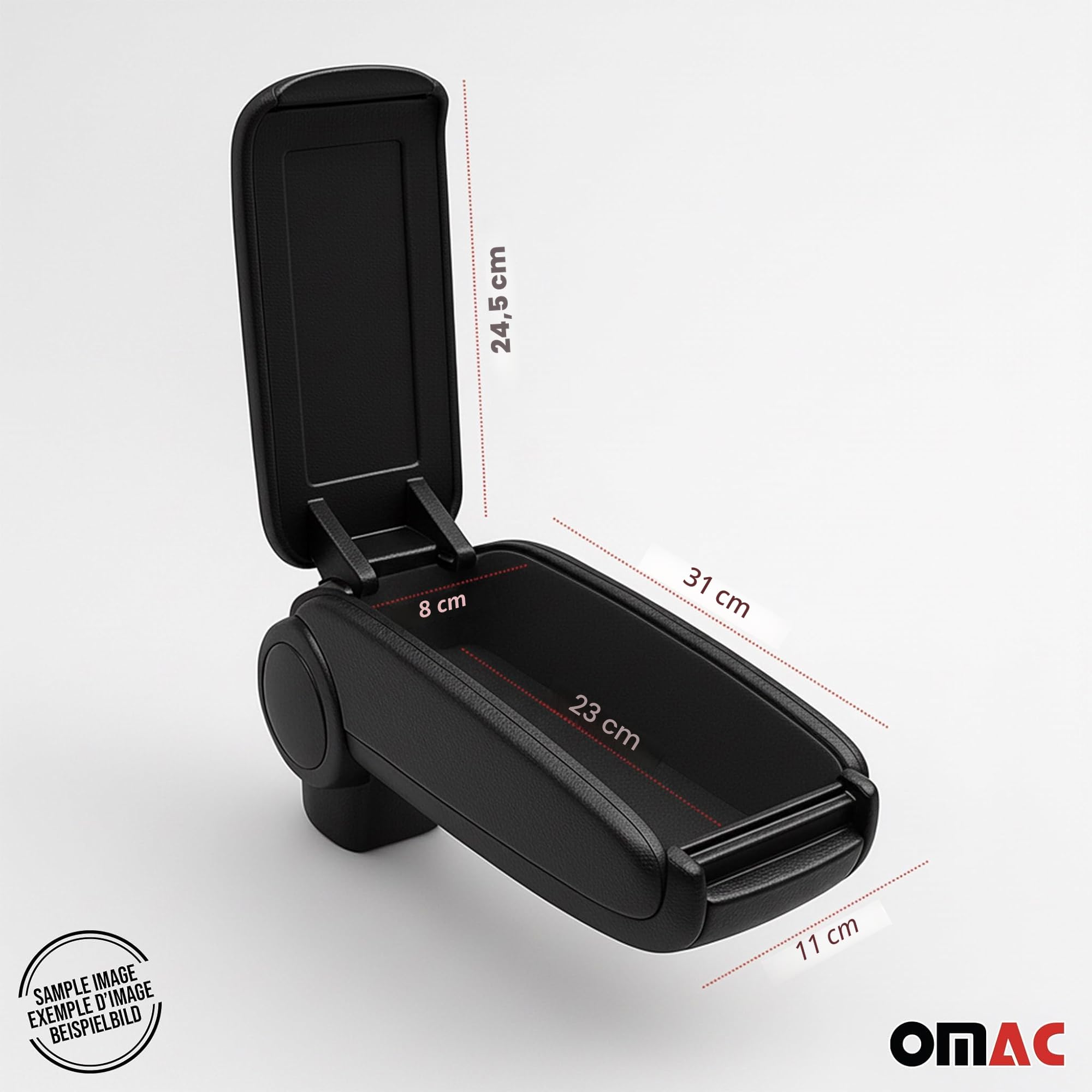 OMAC Armlehne per Renault Clio 2019-2025 - Snap-On - ABS + Kunstleder - Keine Bohrung o Installation - Einfache Montage Black