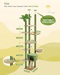 PAWZ Road Floor to Ceiling Cat Tree 7.5ft, Tall Cat Tree 6.2-6.8ft/7.5-8.3ft Adjustable, Cat Tower with Hammocks, Condo, Hanging Toy Balls and Scratching Posts for Multi-Cat Home Indoor, Green