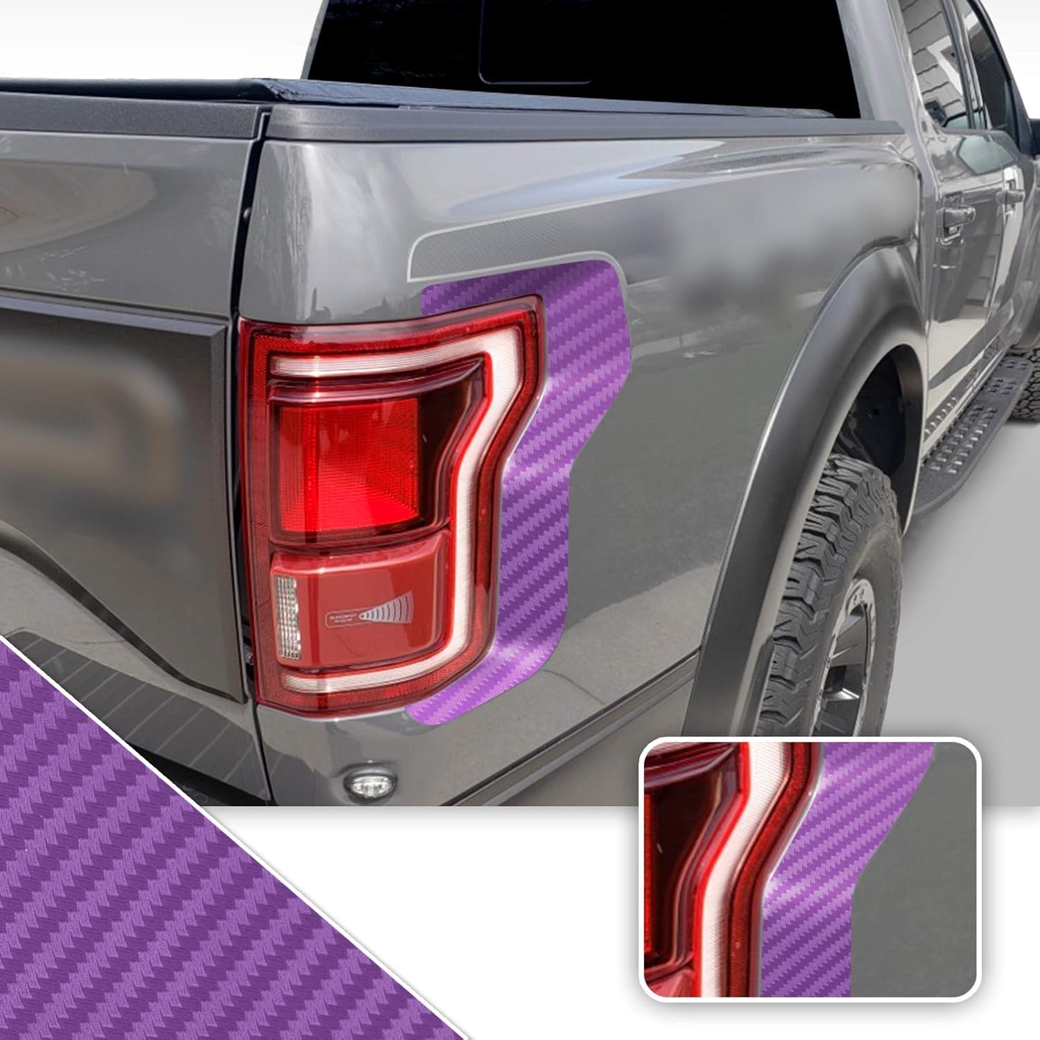 Headliight Accent Vinyl Graphic Overlay Wrap Kit Compatible with Ford F-150 Raptor 2018 2019 2020 - Carbon Fiber Red
