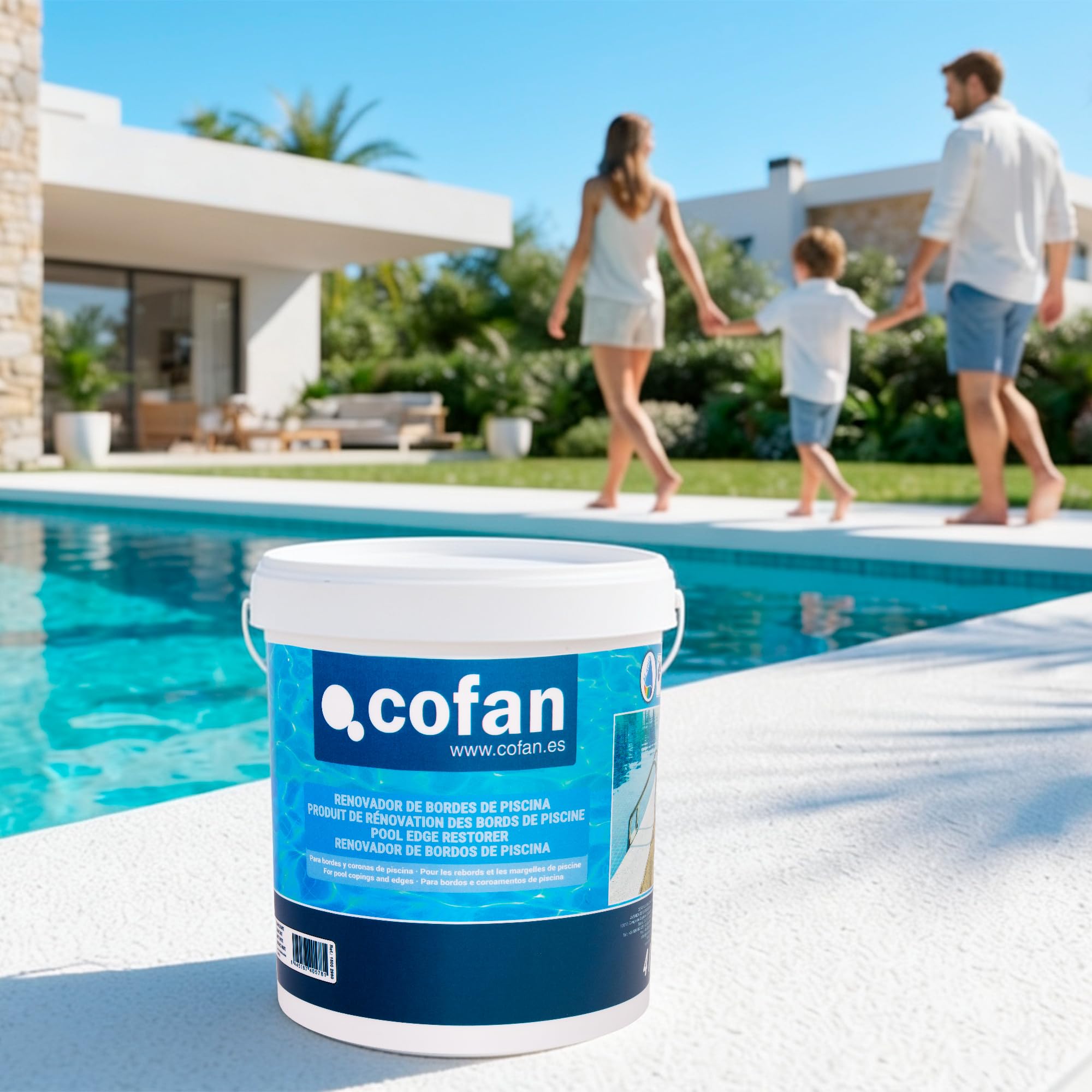 Cofan Pintura Antideslizante Acrílica para Bordes de Piscina Blanco Mate 4 L