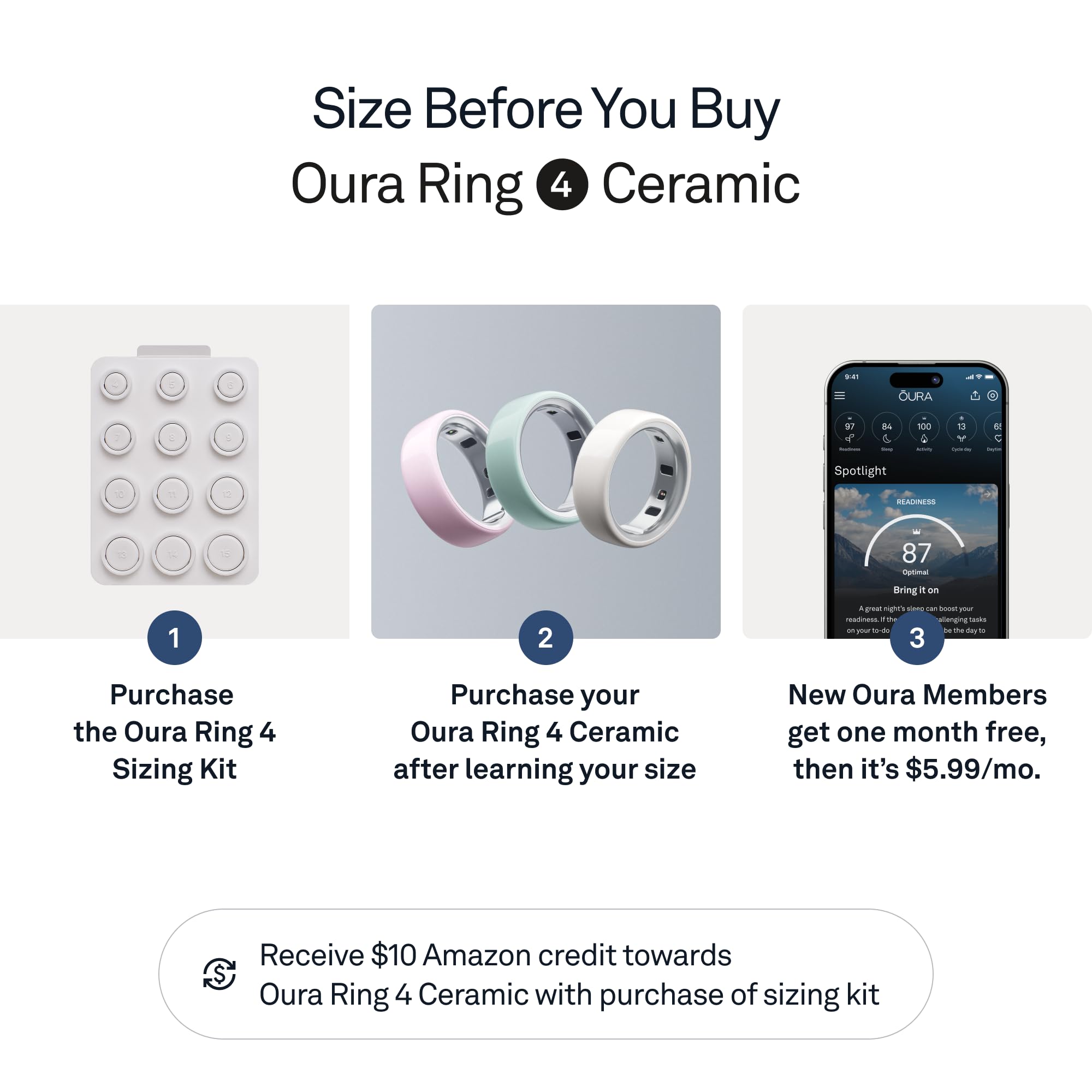 Oura Ring 4 Ceramic - Cloud - Size 8 - Size Before You Buy