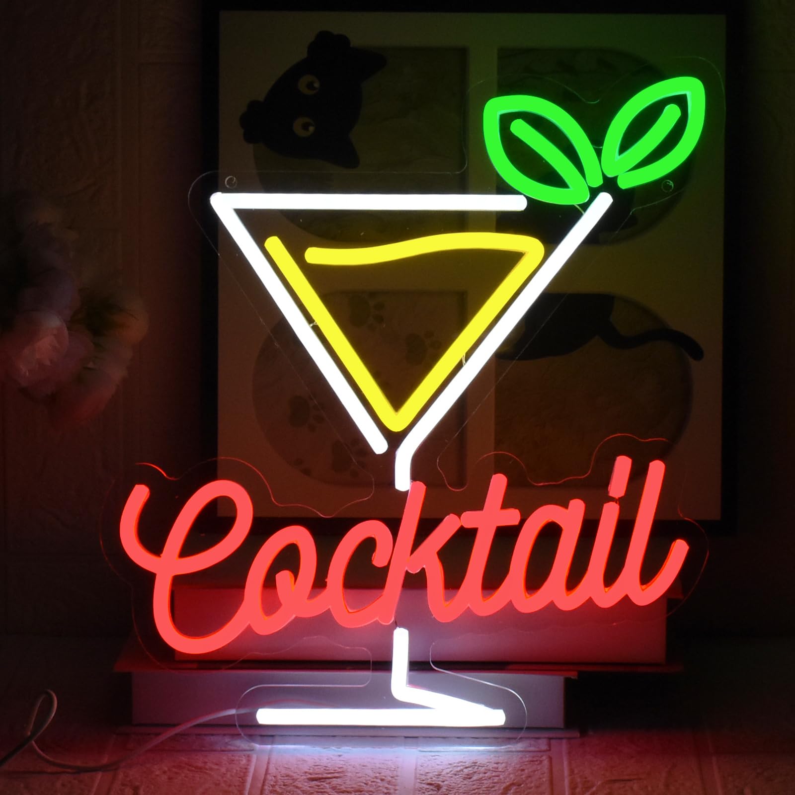 UExnkj-Y Cocktail Neon Sign Bar Signs USB Powered with dimmable Switch LED neon Light, Suitable for Cocktail bar Club, Party