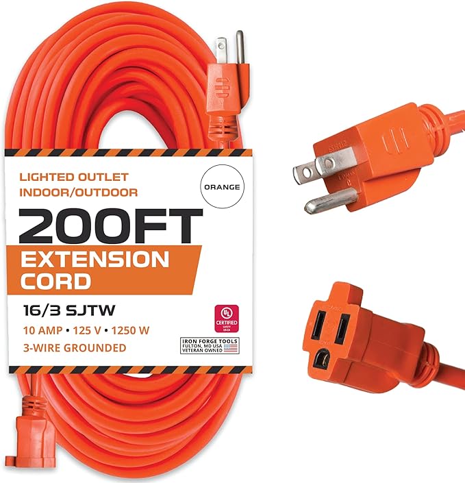 Iron Cable 200 Ft Outdoor Extension Cord 16/3 SJTW