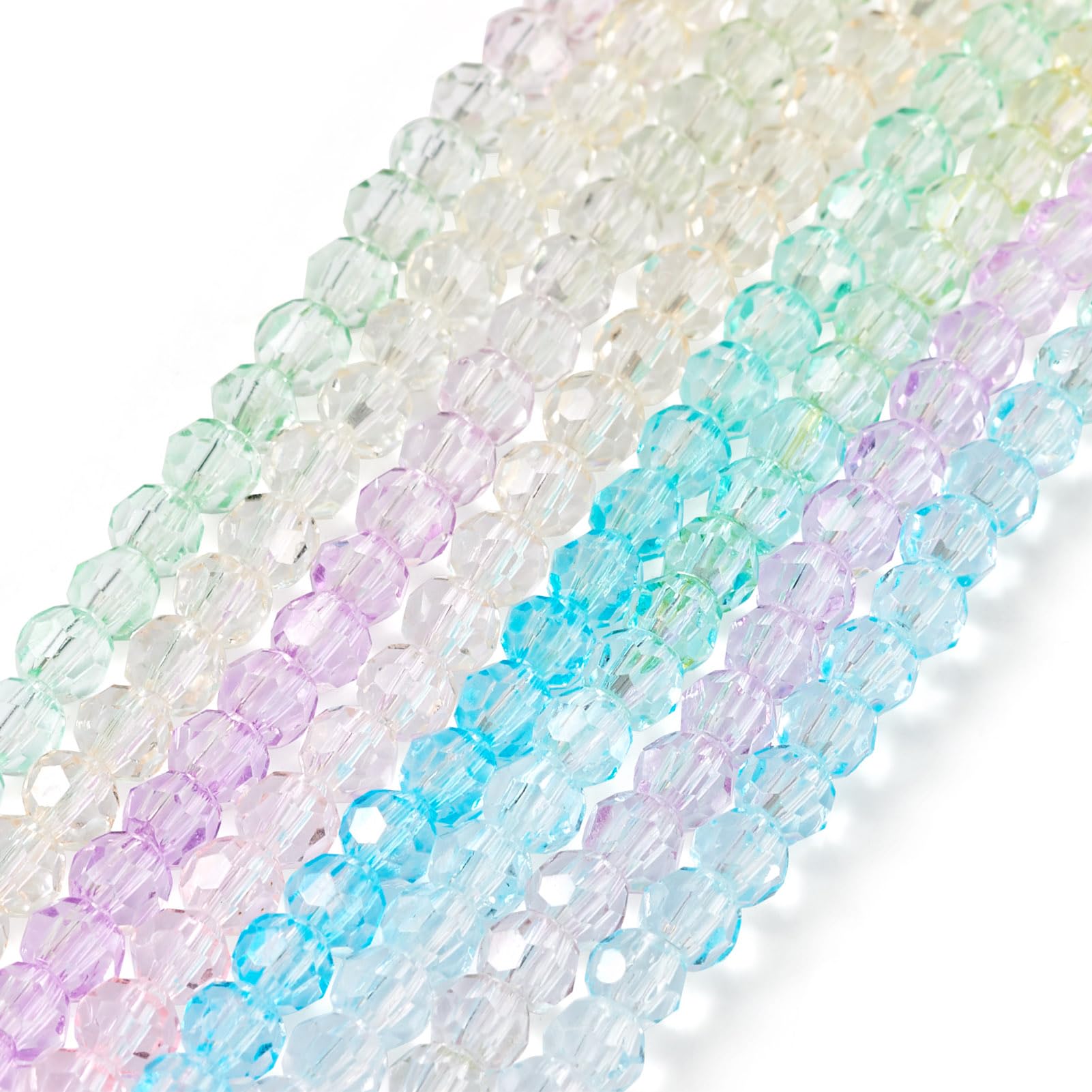 Bestewelry 8 Strands Faceted Glass Beads Transparent Crystal Glass Round Loose Beads Bulk for DIY Crafts Bracelets Necklaces Jewellery Making โ image 1