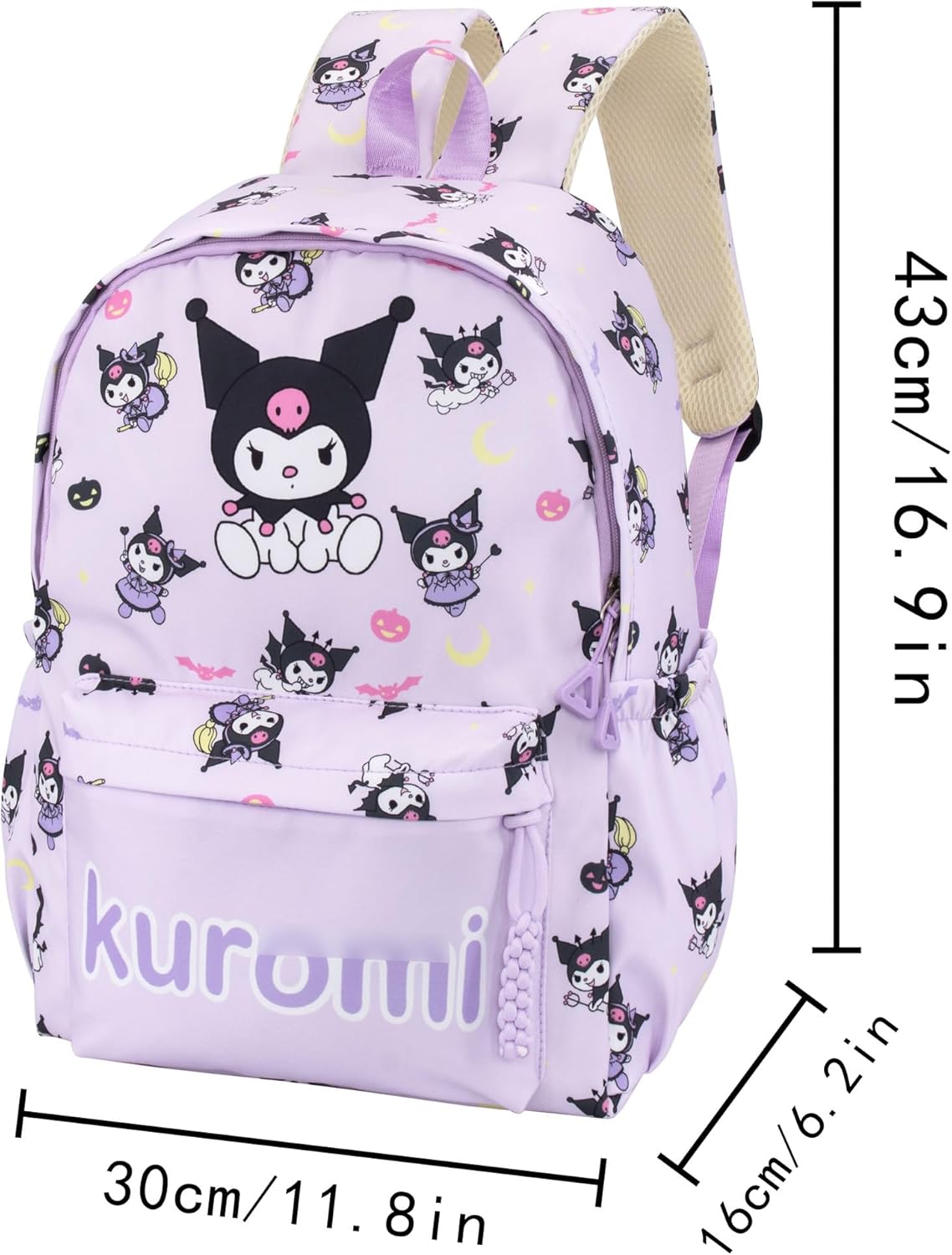Cartoon All Over Print Casual Backpack Laptop Backpack Travel Hiking Rucksack Zipper Backpack Purple (zipper Damaged, see the picture)