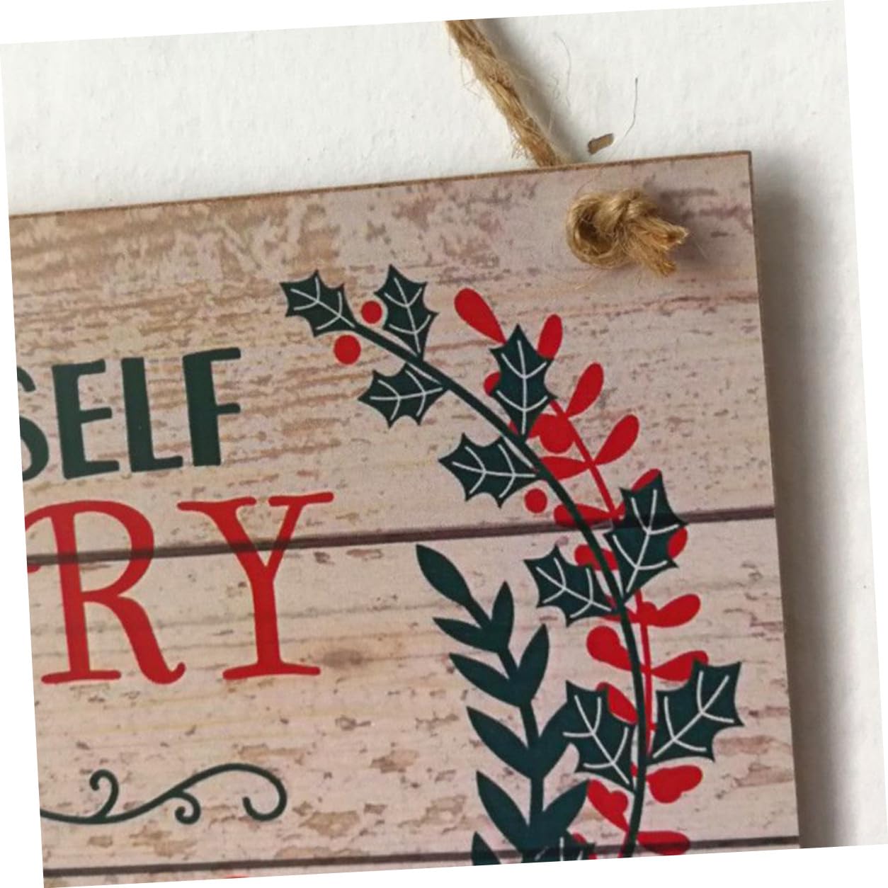 Weihnachtstürdekoration Holz 20x10x0,5cm Hängende Weihnachtsdeko Türschild für Fenster Wand Festliche Dekoration zu Weihnachten und Zuhause