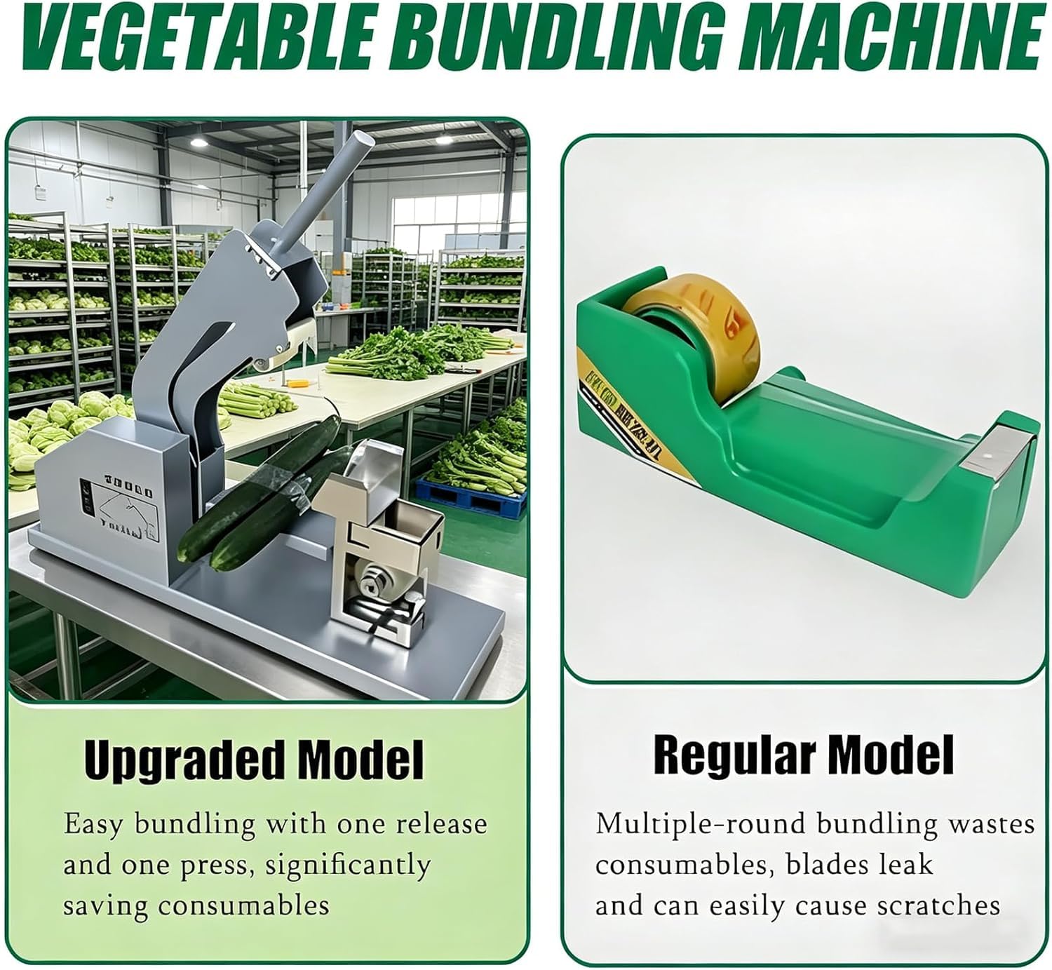 Machine de regroupement de légumes portable, semi-automatique avec serrage réglable, pour fixation de film PE et PVC – Idéal pour les petites entreprises et les marchés