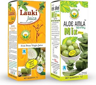 Sponsored Ad - Basic Ayurveda Lauki Juice (Bottle Gourd Juice) 1000 Ml + Aloe Amla 50-Fifty Mix Juice 1000 Ml Combo Pack