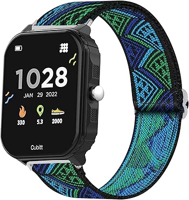 Compatible for Cubitt Teens Smart Watch Band, Lamshaw Stretch Elastics Nylon Adjustable Replacement Strap Accessories Compatible for Cubitt Teens 1.69' / Cubitt Jr Smart Watch Fitness Tracker (Blueprint)