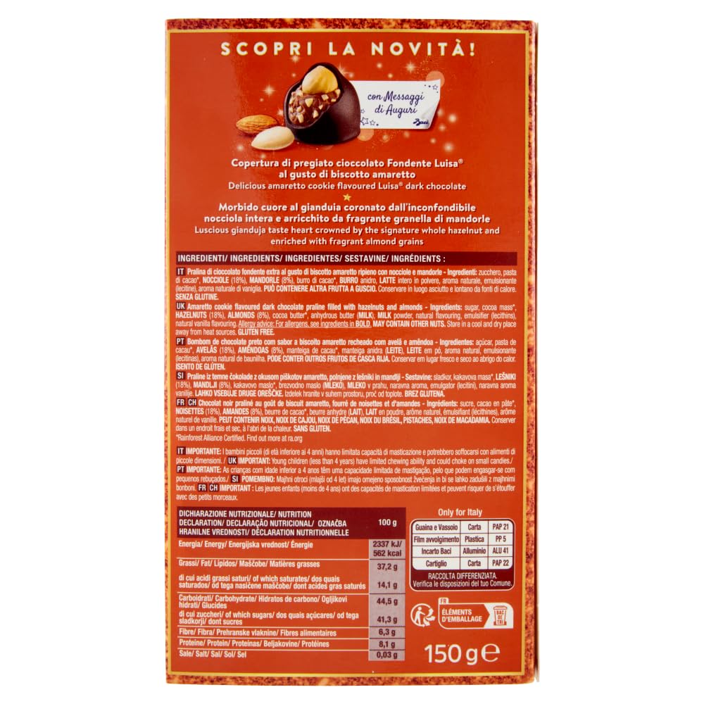 6x BACI PERUGINA Gusto Amaretto Dunkle Schokolade gefüllt mit Gianduia- und Amaretto-Keks Geschmack,150g Box + Italian Gourmet Polpa di Pomodoro 400g Dose