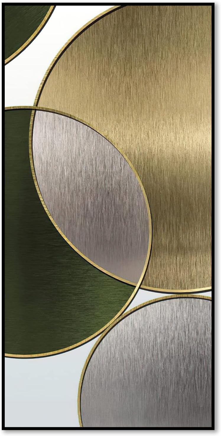 Abstract Canvas Wall Art Luxury Gold and Green Canvas Print Abstract Geometric Canvas Wall Art Abstract Painting Home Wall Poster Art Living Room Decor Picture 50x100cmx1pcs No Frame