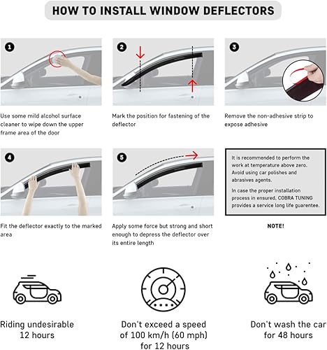 Miniatura 9 de Juego de 4 deflectores para visera de viento, deflectores de protección contra la nieve, el sol y la lluvia, compatibles con Toyota Land Cruiser