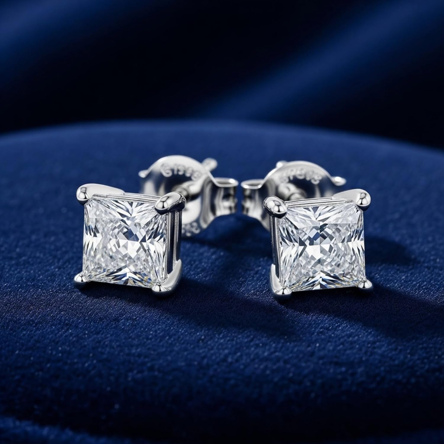Princess Cut Diamond Stud Earrings – 0.05CT I3 Clarity – 14K White Gold with Secure Screw Back – Elegant & Timeless Jewelry for Women & Men
