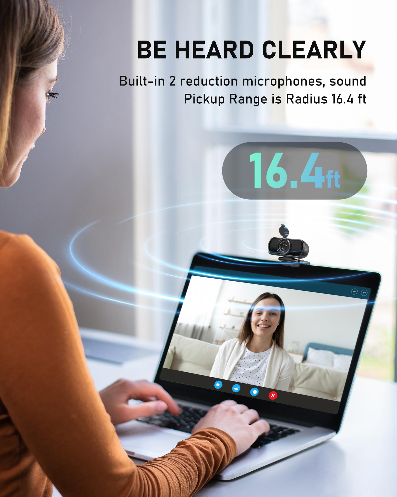 saylas Kamera internetowa 1080P do komputera z mikrofonem, 100° FOV, kamera internetowa USB z osłoną prywatności i statywem, kamera komputerowa Plug & Play do rozmów online, Zoom/zespołów/Facetime
