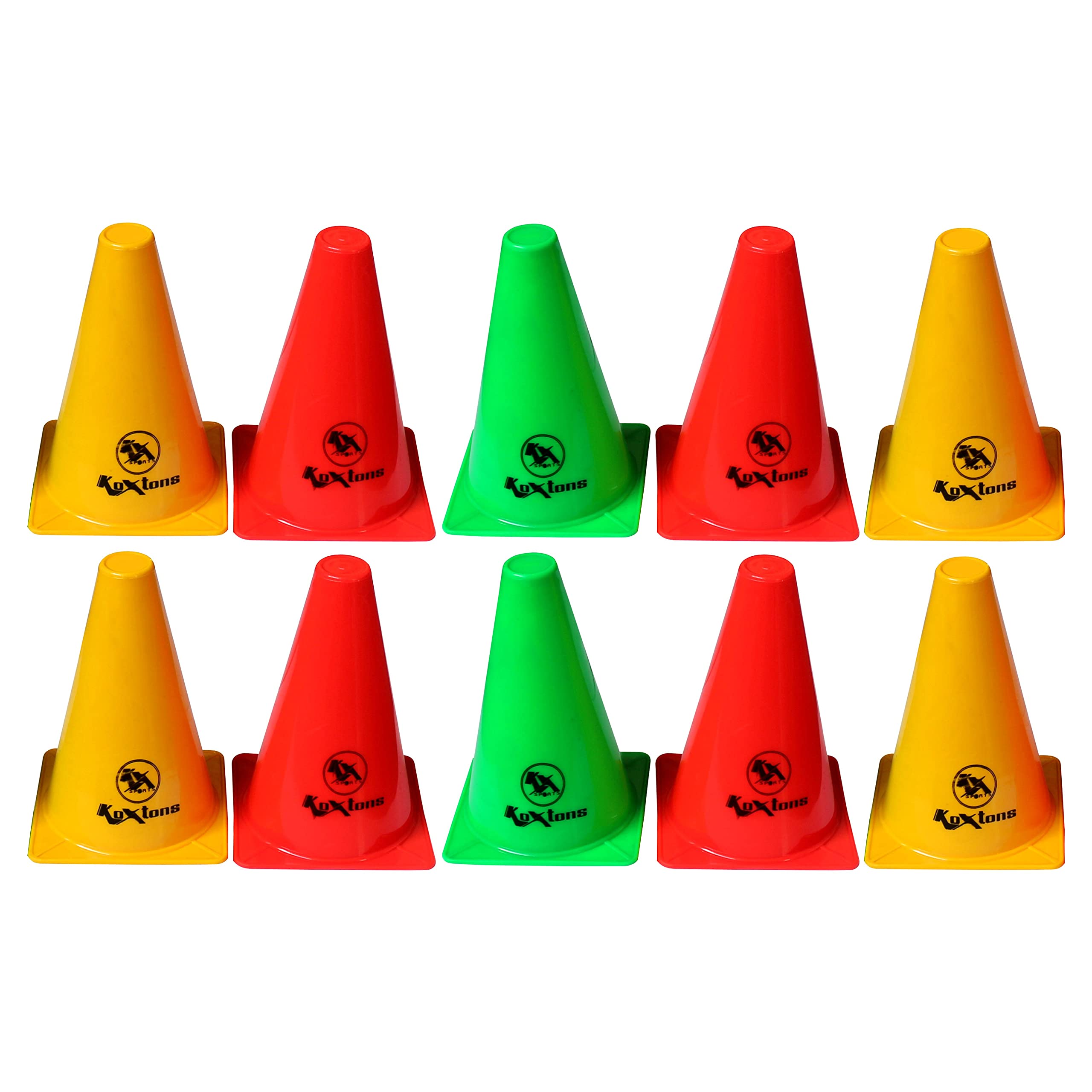 Koxton Field Marker Cones with Stand for Agility Training,Football,Sports (Multicolour) - (Set of 10) (6 Inch)-image-45