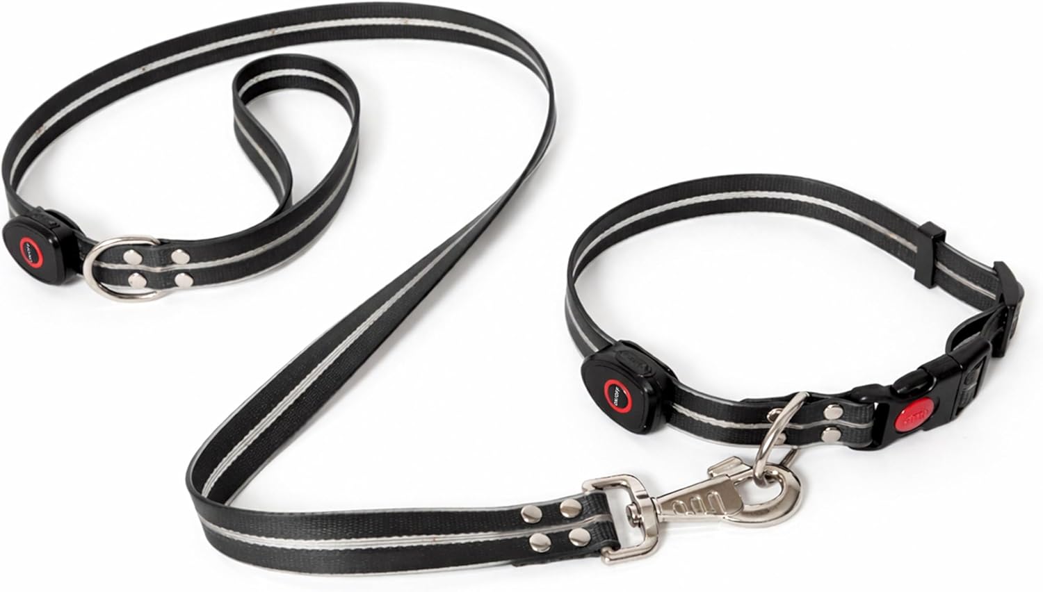 Bright Multi-Color LED Dog Collar and Leash Set – Fully Weather Proof – Adjustable, one Size fits Most (14" to 22 ½") - Both Collar and Leash are USB Rechargeable – Available in Four Colors