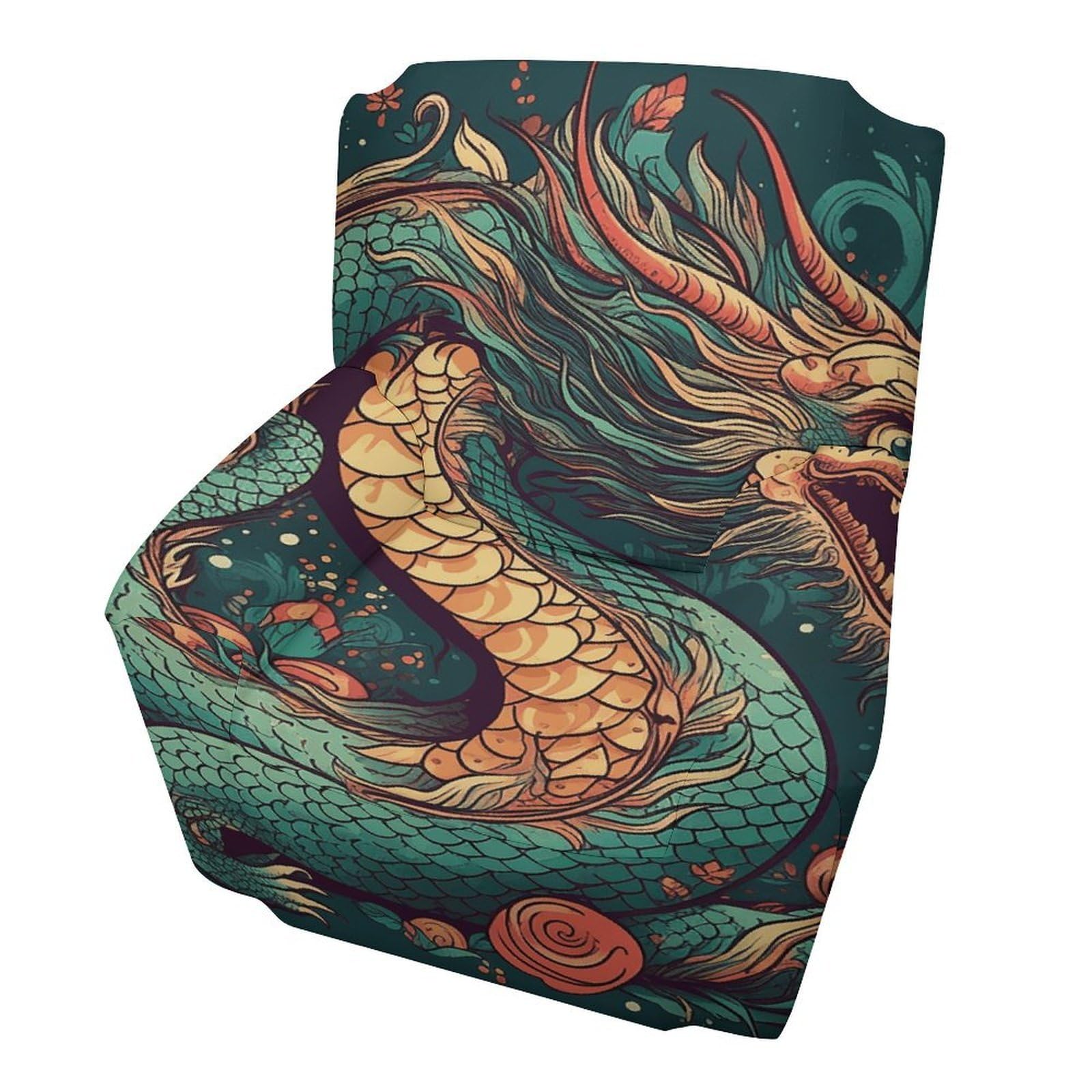 Fekiloot Style Oriental Dragon Pattern Couch Cover Sofa Cover Sofa Slipcover