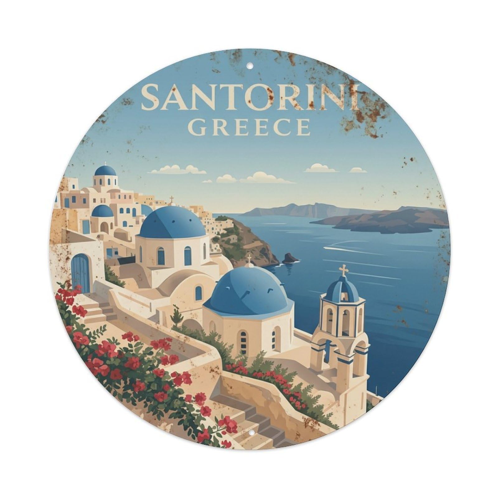 Galvaxio Style Vintage Travel Monastery Santorini Ancient 1 Metal Tin Sign