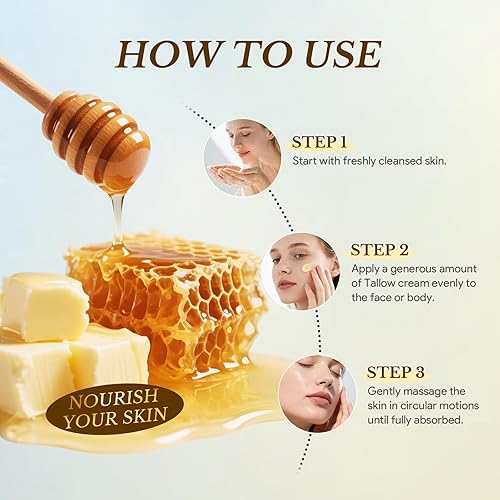 Miniatura 4 de Sargo de ternera para la piel, sebo y bálsamo de miel para la cara, sarga alimentada con pasto para el cuerpo, nutrición profunda, 2.1 oz  60 g