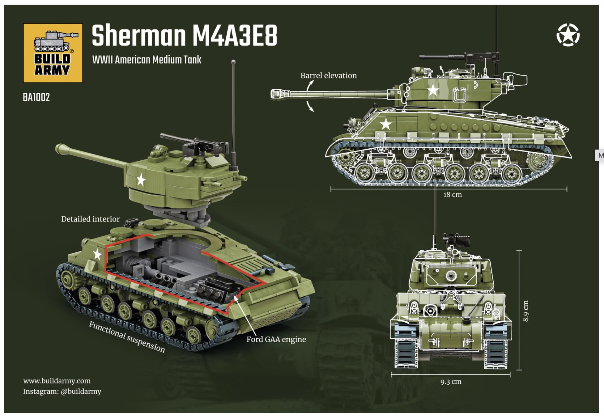 Amazon.co.jp: Buildarmy WW2 USA シャーマン M4A3E8 Easy8 タンク