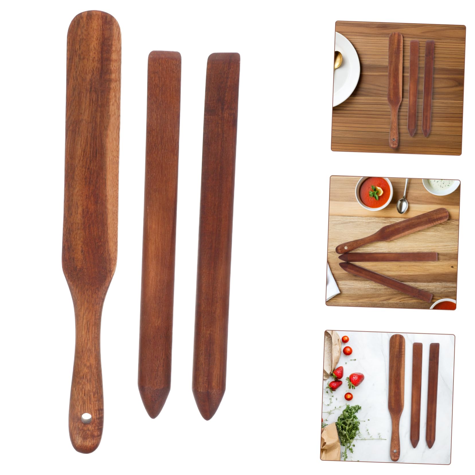 MAGICLULU 3piezas Varilla de Madera de Acacia para Remover Masa Madre Espátula para Masa Madre Utensilios de Cocina para Mezclar Pan para Cocinar y Hornear