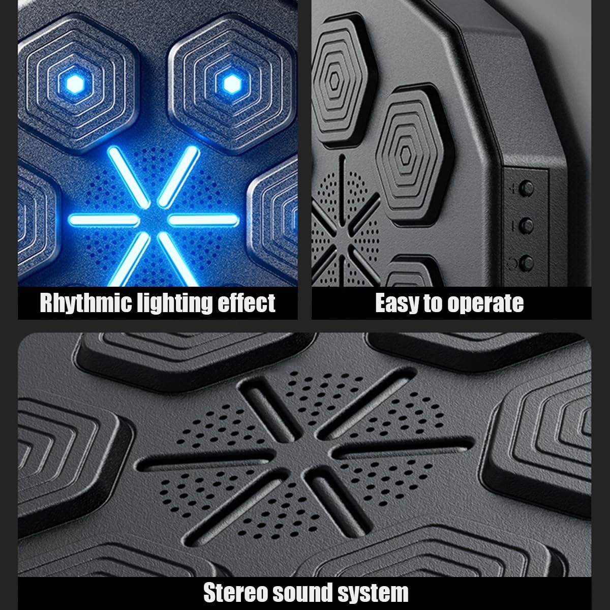 Macchina da boxe con montaggio a parete Musica elettronica da boxe da parete Dispositivi per allenamento di boxe con musica Bluetooth con illuminazione RGB per allenamenti Punzoni Esercizi a casa ( Si