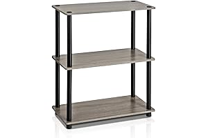 Furinno Turn-N-Tube 3-Tier Display Rack - French Oak Grey/ Black