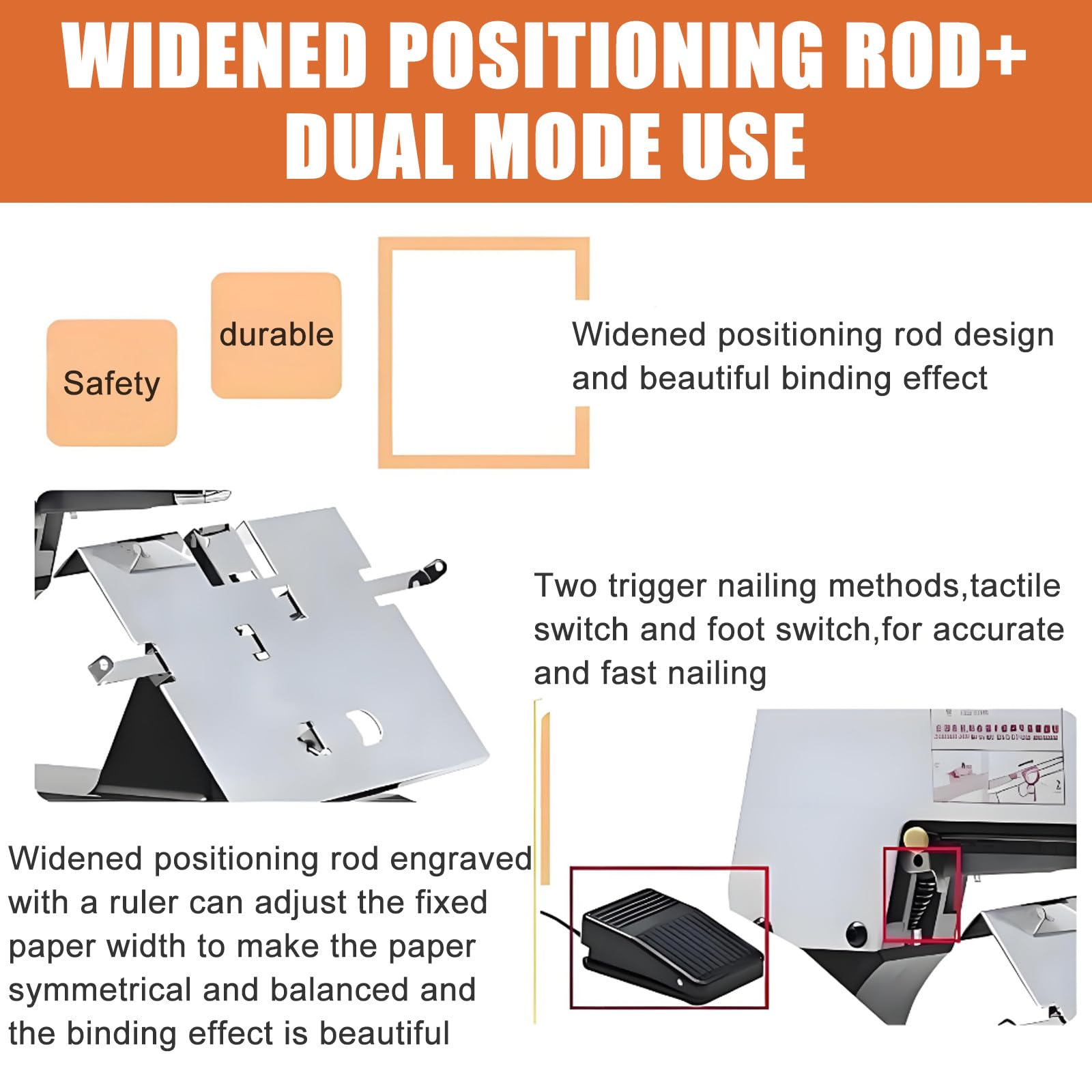 Agrafeuse électrique robuste avec pédale – Établi étendu de 44 cm, réglage en 9 étapes, compatible avec agrafes universelles 23/6 23/8 24/6 24/8