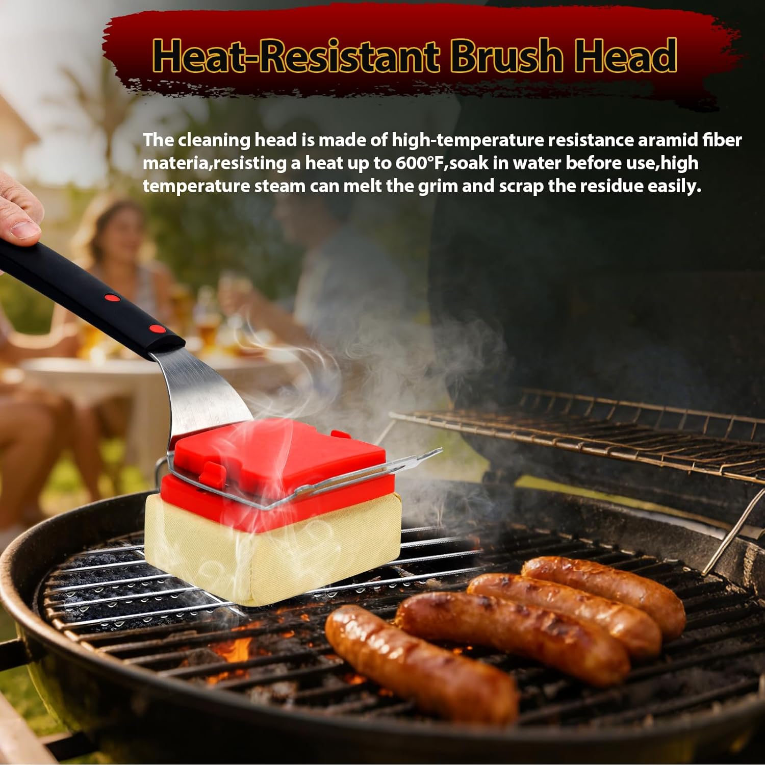 Grill Brush Bristle Free,BBQ Grill Brushes and Scraper for Outdoor Grill Steam Cleaner for Cast Iron/Stainless Steel Grates Safe Barbecue Cleaner Brush with Replaceable Cleaning Head