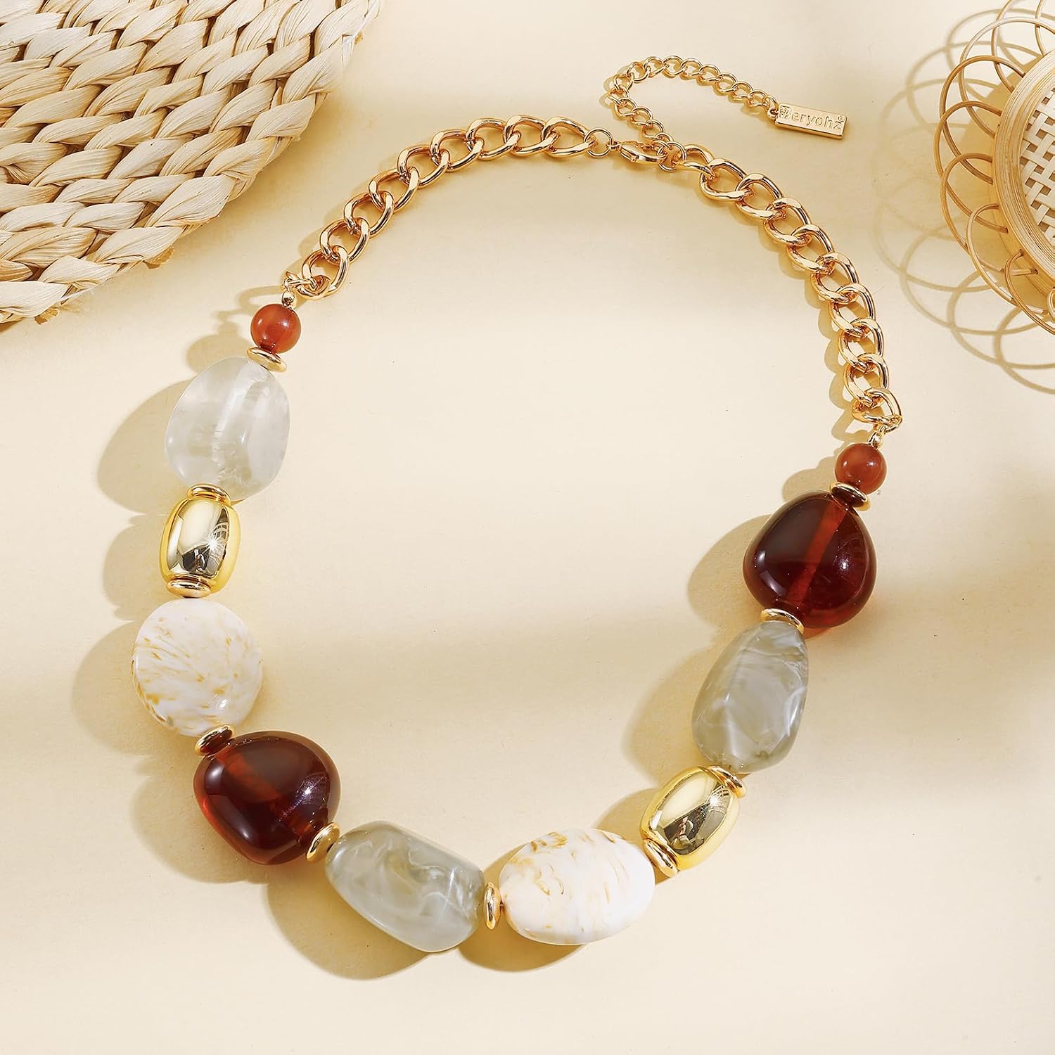 Chunky Bead Necklaces For Women Trendy Boho Collar Statement Necklace Choker Summer Beach Jewelry Gift
