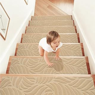 15 Stück Stufenmatten Selbstklebend, 76x20cm Treppenstufen Matten rutschfest, Selbstklebend, Stufenmatten für Innenbereich, Treppenstufen Teppich für Kinder, Ältere & Haustiere