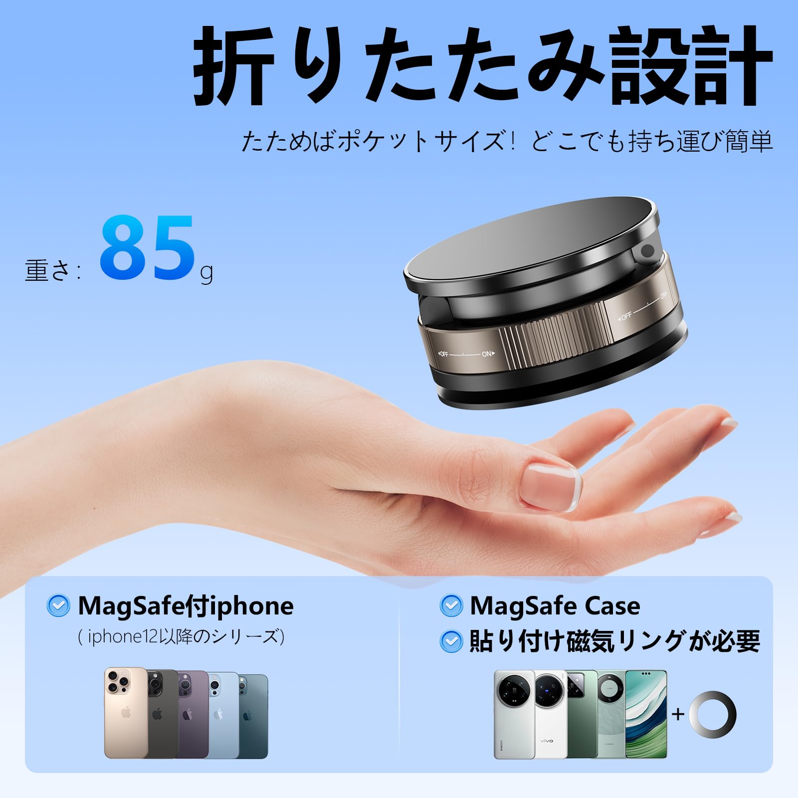 Amazon.co.jp: スマホホルダー 車 マグネット 360°調整可能 スマホ