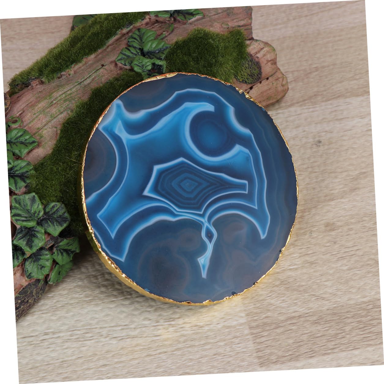 Sottobicchieri Geometrici Creativi in Agata Blu 4 Pezzi | Bevande e Tazze, Forma Rotonda Moderna, Alta Resistenza al Calore, Effetto Antiscivolo